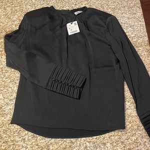 Zara Black Satin Long Sleeve top, size small